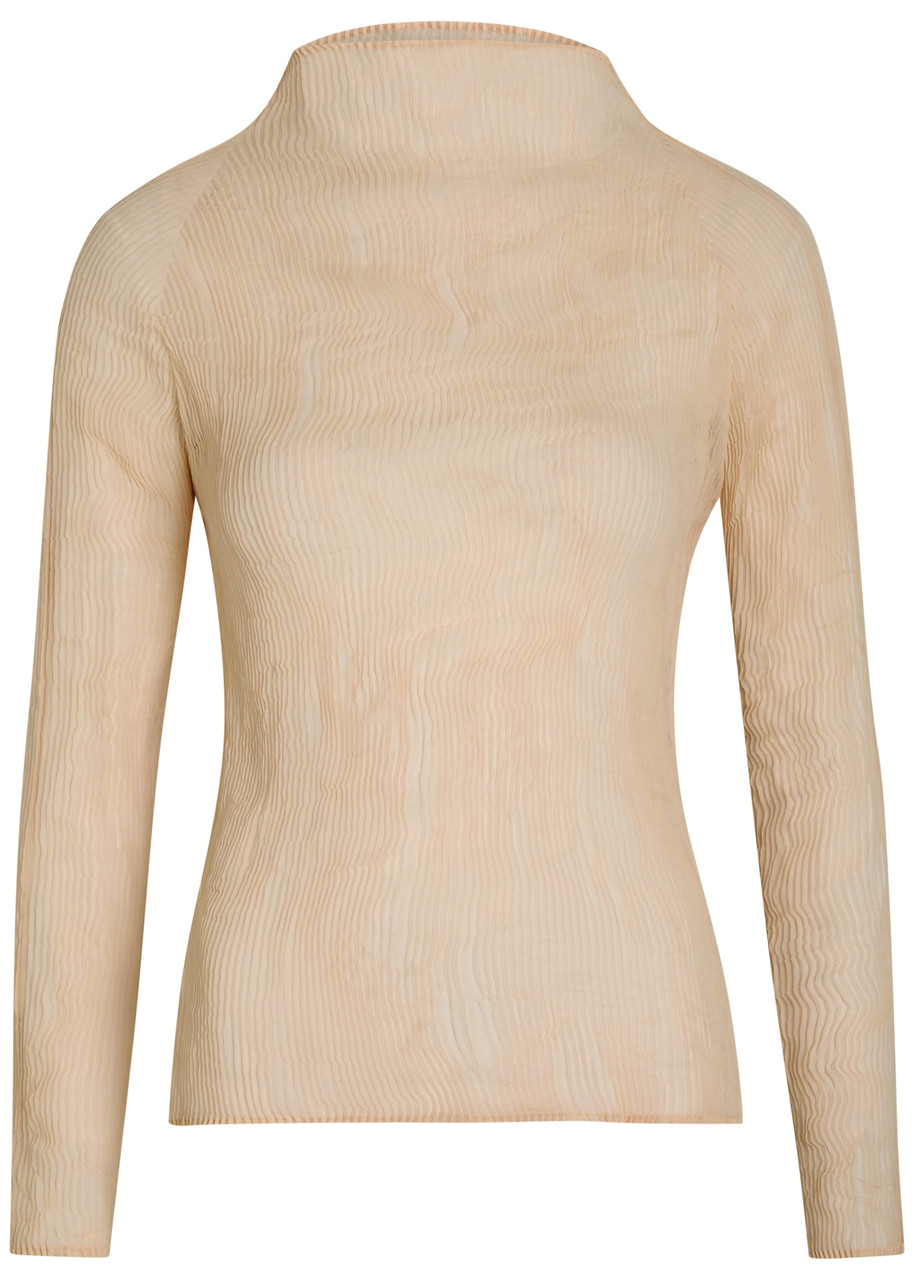 Issey Miyake Pleated Chiffon top - Beige - 2