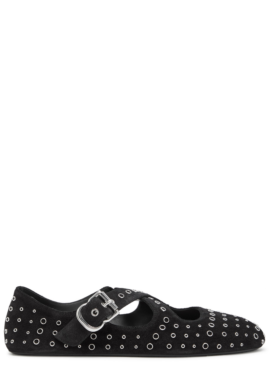 Alaïa Cross-over Suede Flats - Black - 41 (IT41 / UK8)