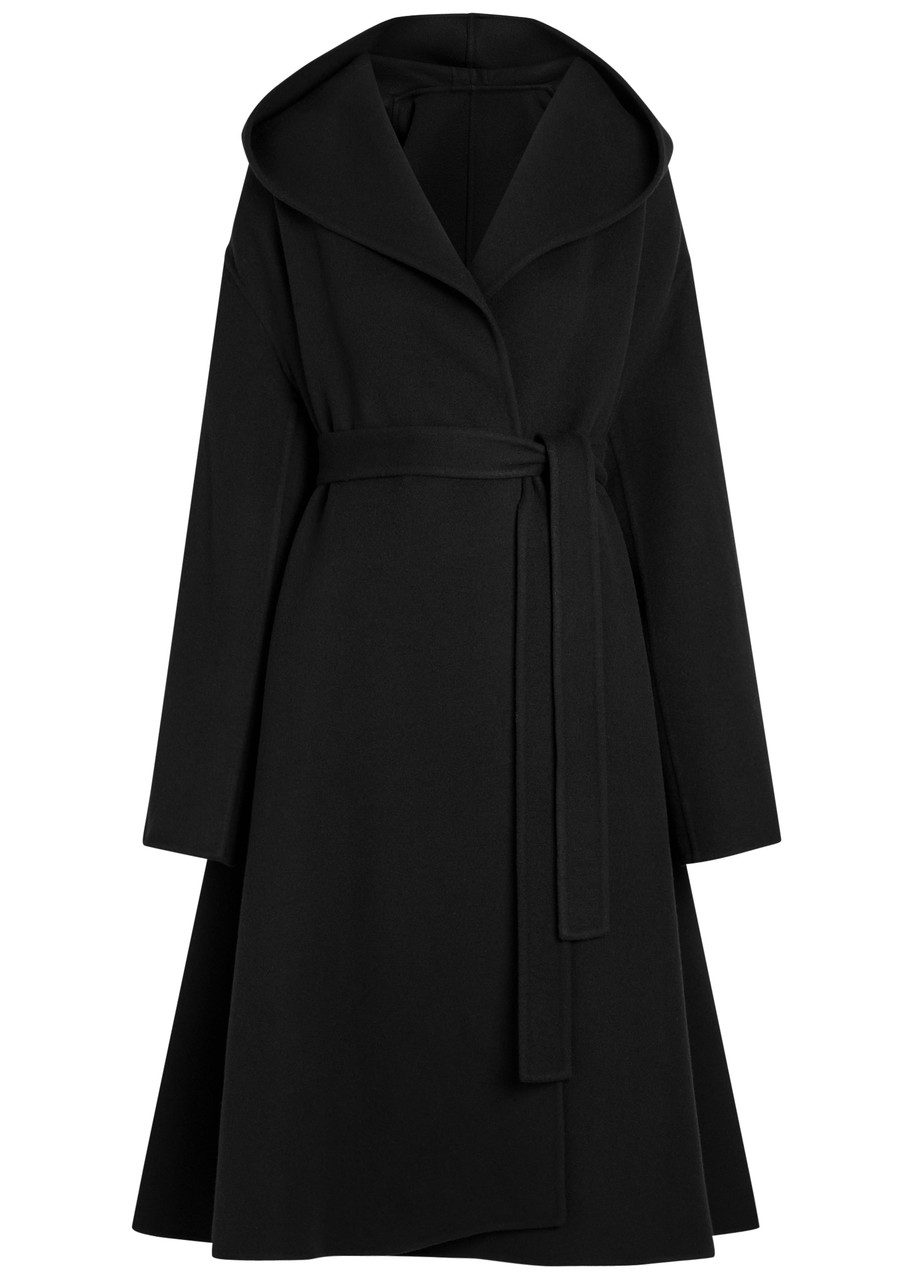 Alaïa Belted Hooded Wool Wrap Coat - Black - 36 (UK8 / S)