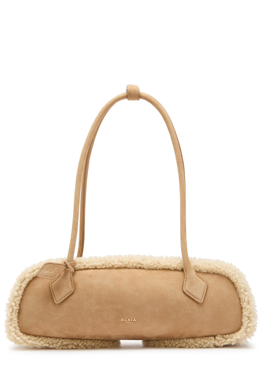 Alaïa Le Teckle Medium Shearling-trimmed Suede Shoulder bag - Camel - One Size