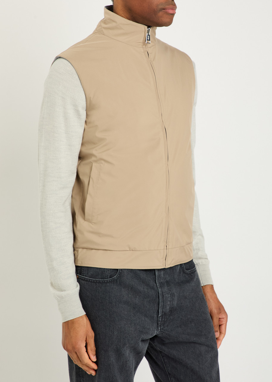  Aurélien Quilted Reversible Shell Gilet - Beige - M 