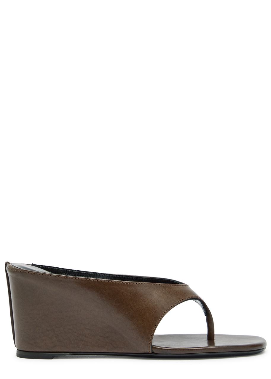 Jude Yaga Leather Wedge Sandals In Brown