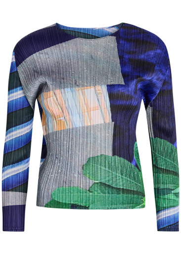 ISSEY MIYAKE PLEATS PLEASE City College printed pleated top