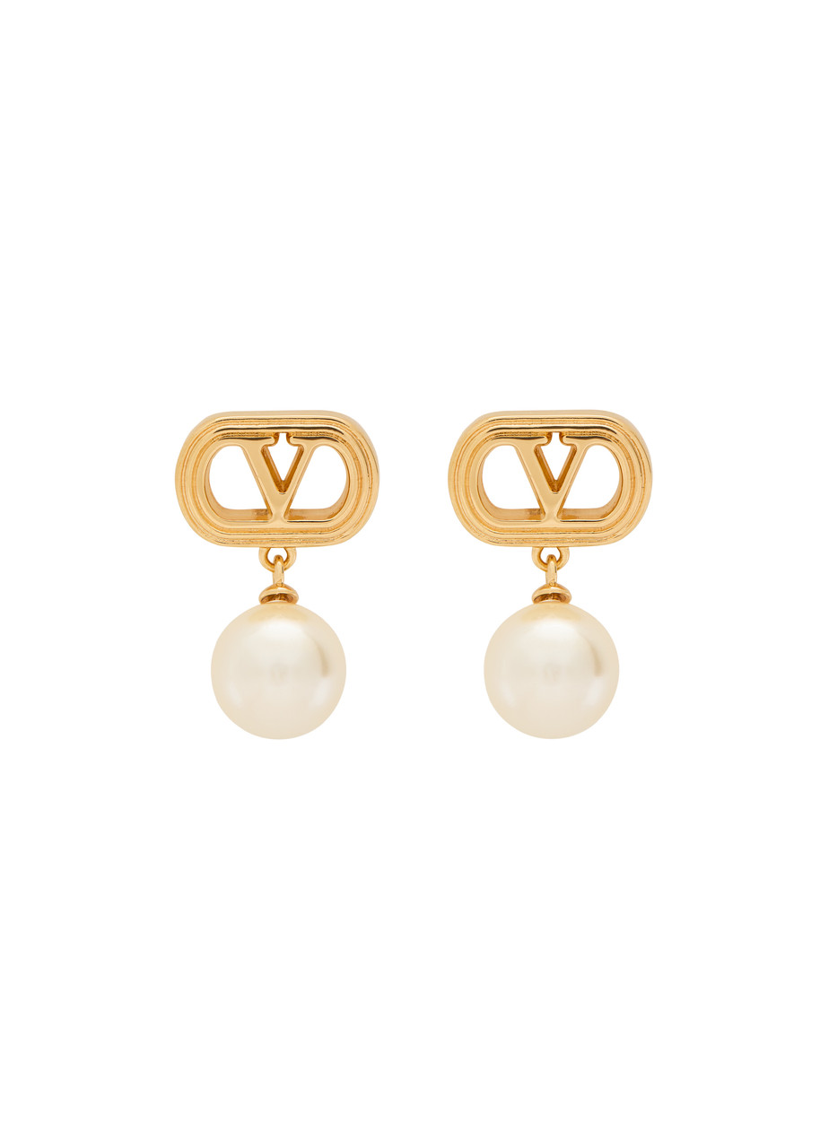 Valentino Garavani Ovalette Vlogo Swarovski Pearl-embellished Earrings - One Size