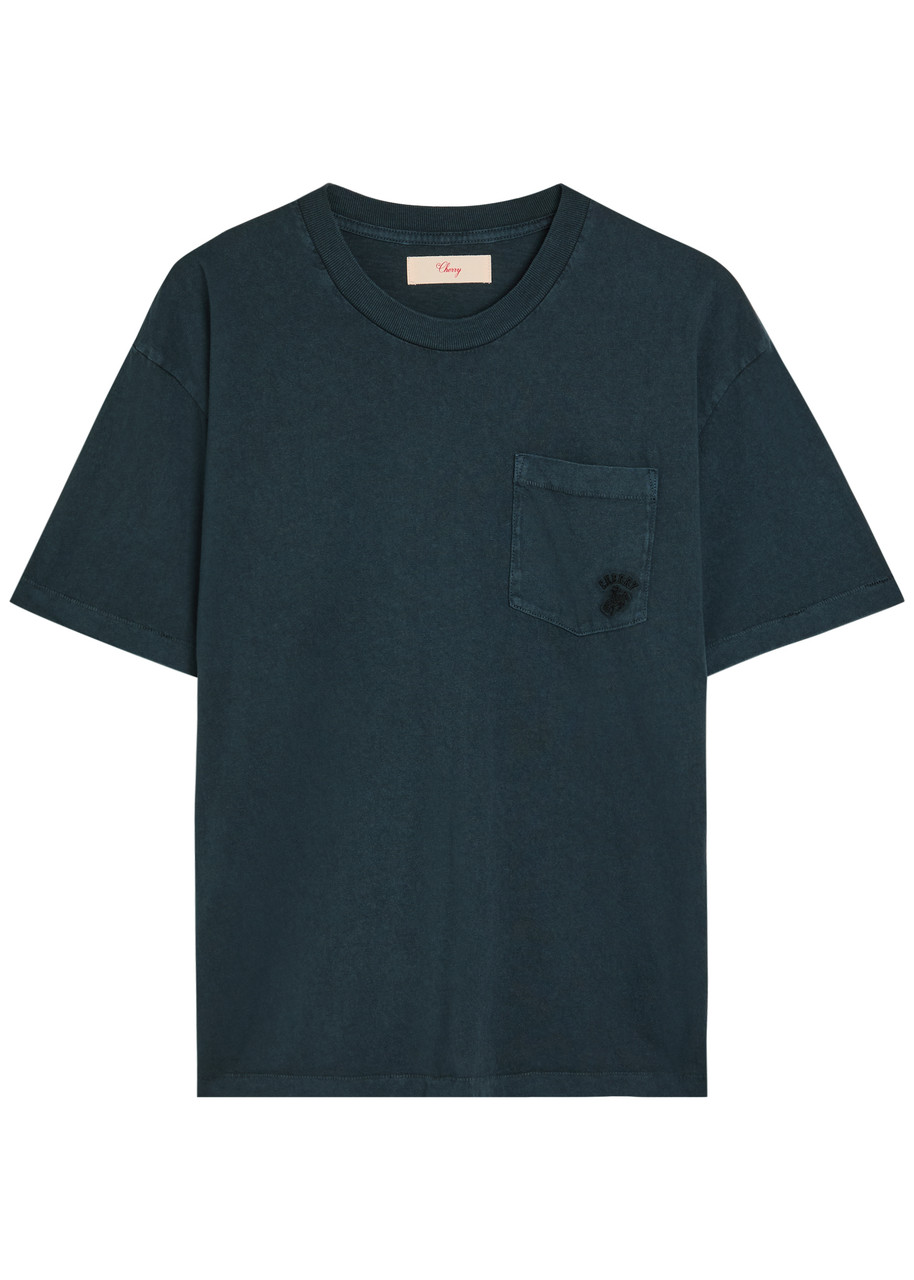 Cherry Los Angeles Western Athletic Logo-embroidered Cotton T-shirt - Black