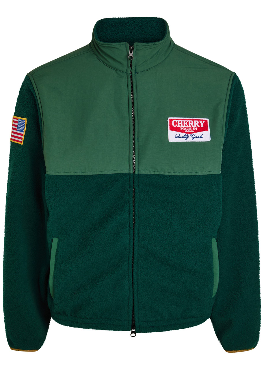 Cherry Los Angeles Racing Appliquéd Panelled Fleece Jacket - Green - S