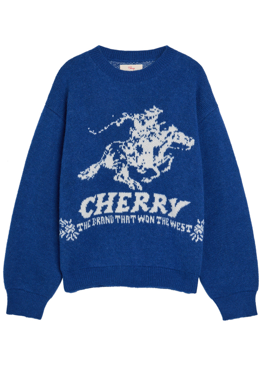 Cherry Los Angeles Won The West Intarsia Alpaca-blend Jumper - Blue - L