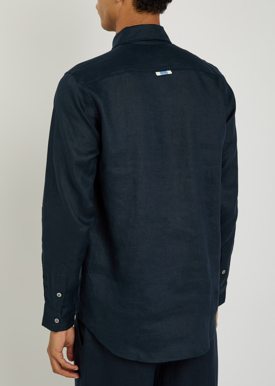  Che Linen Shirt - Navy - Xxl 