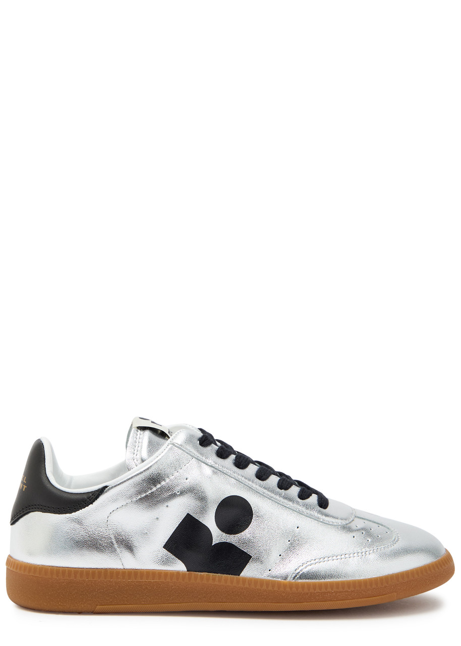 Isabel Marant Kaycee Logo Metallic Leather Sneakers - Silver - 36 (IT36/ UK3)