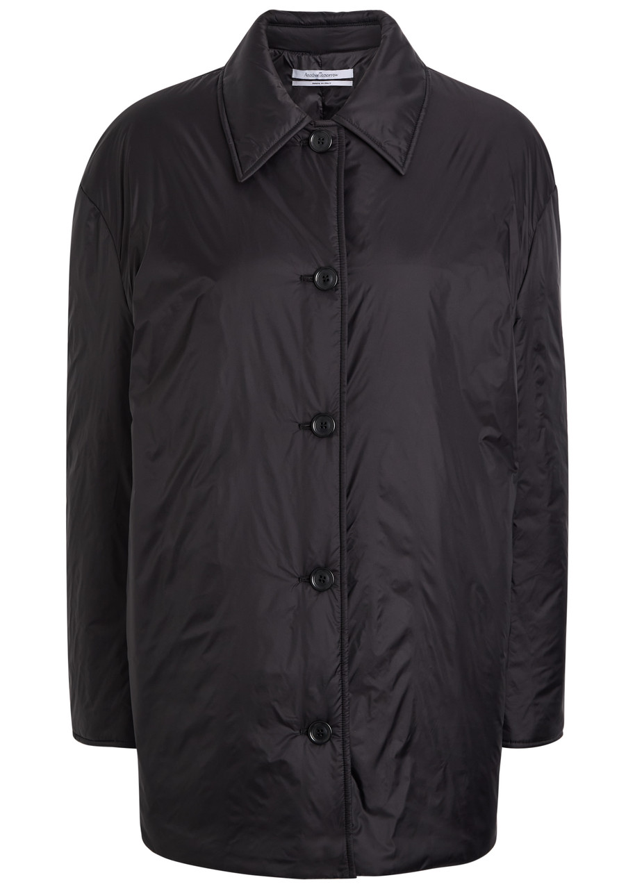 Another Tomorrow Balmacaan Padded Shell Jacket In Black