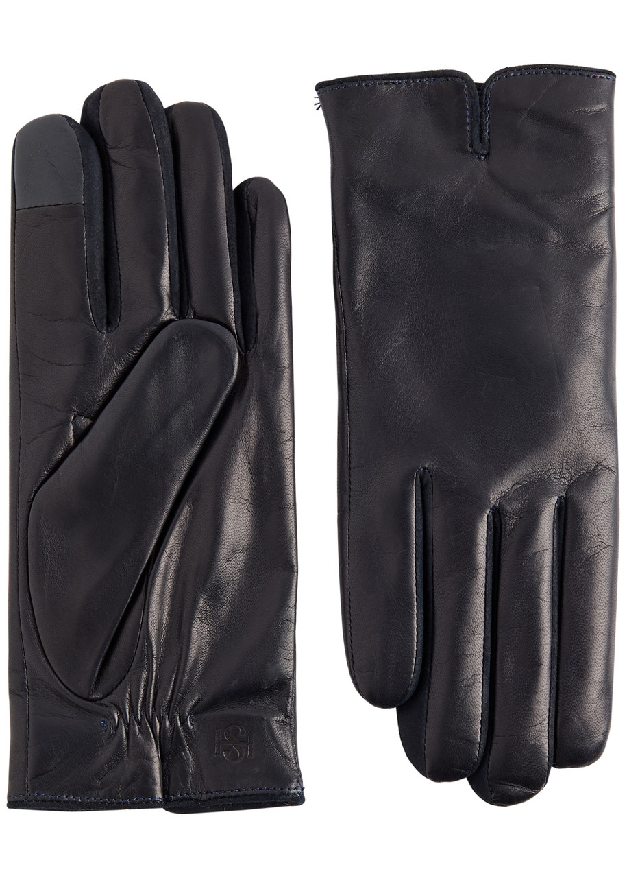 Handsome Stockholm Essentials Leather Gloves - Navy - M