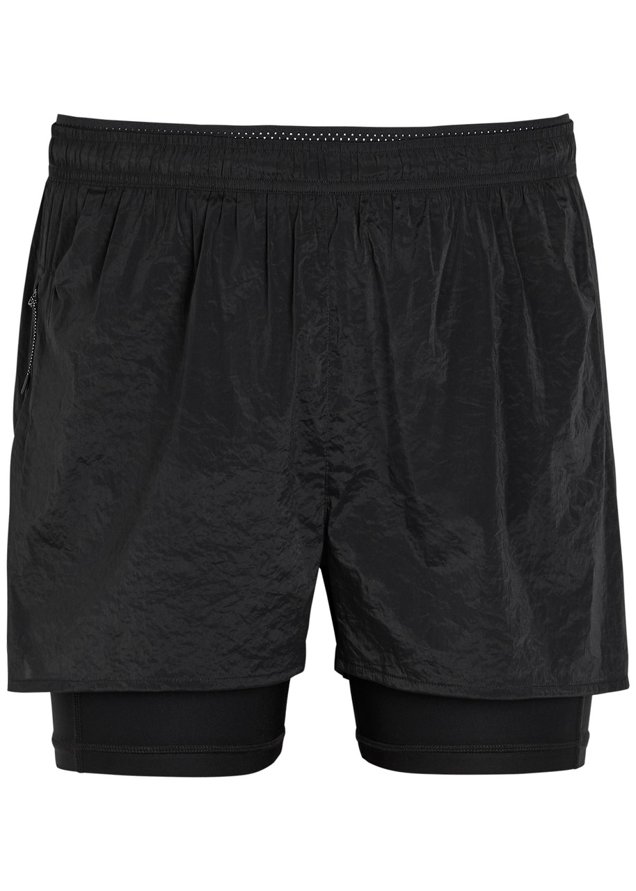 Literary Sport Myles Crinkled Stretch-nylon run Shorts – Black – L