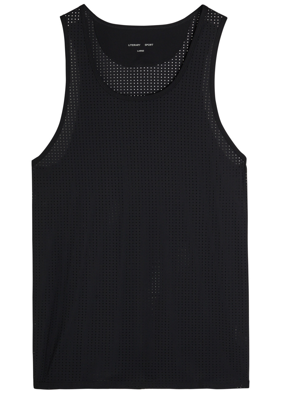 Literary Sport Jude Perforated run Tank – Black – M