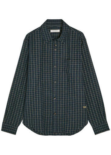 WALES BONNER London logo checked stretch-linen shirt | Harvey Nichols