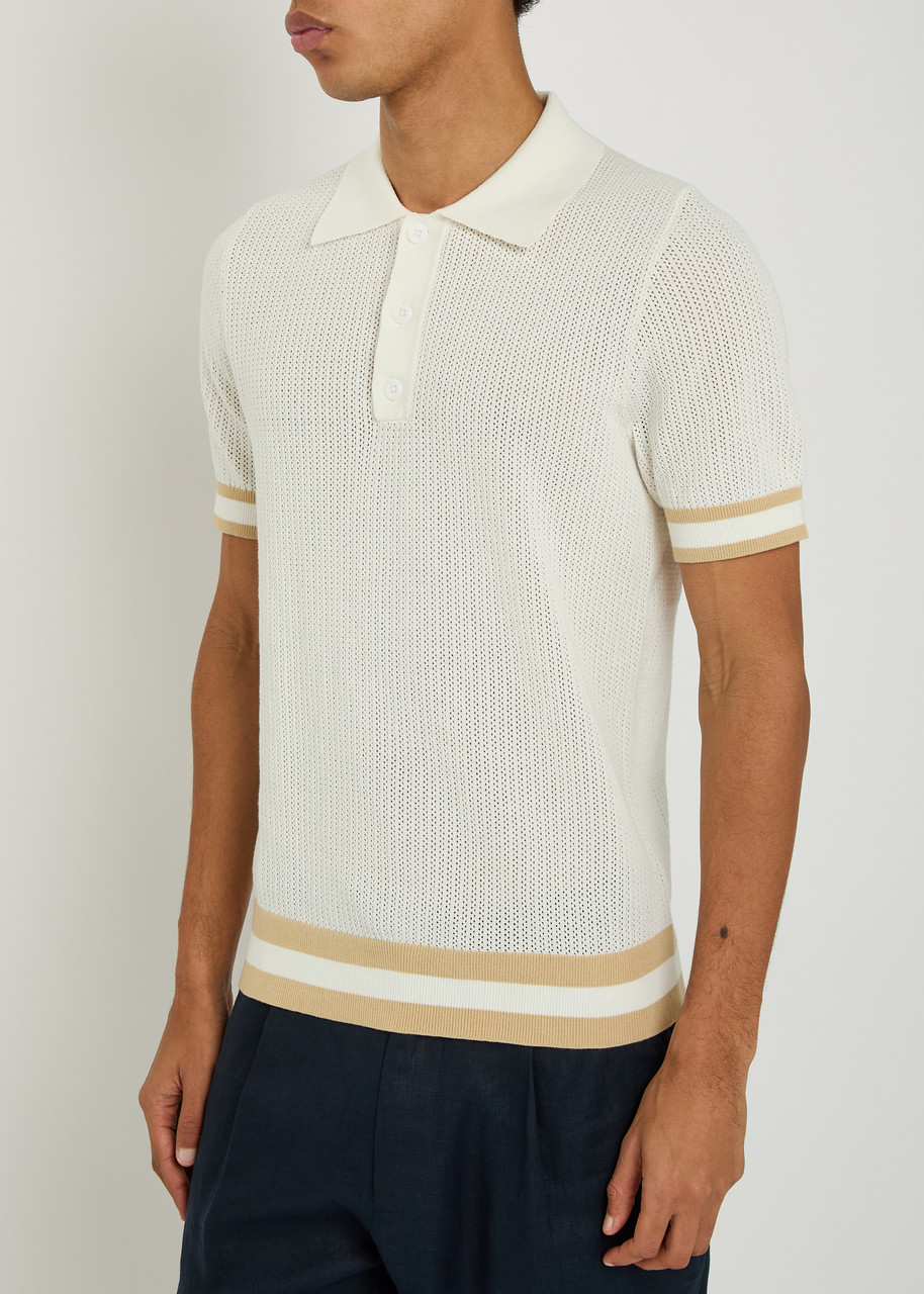  Che Quinn Open-knit Polo Shirt - White - Xl 