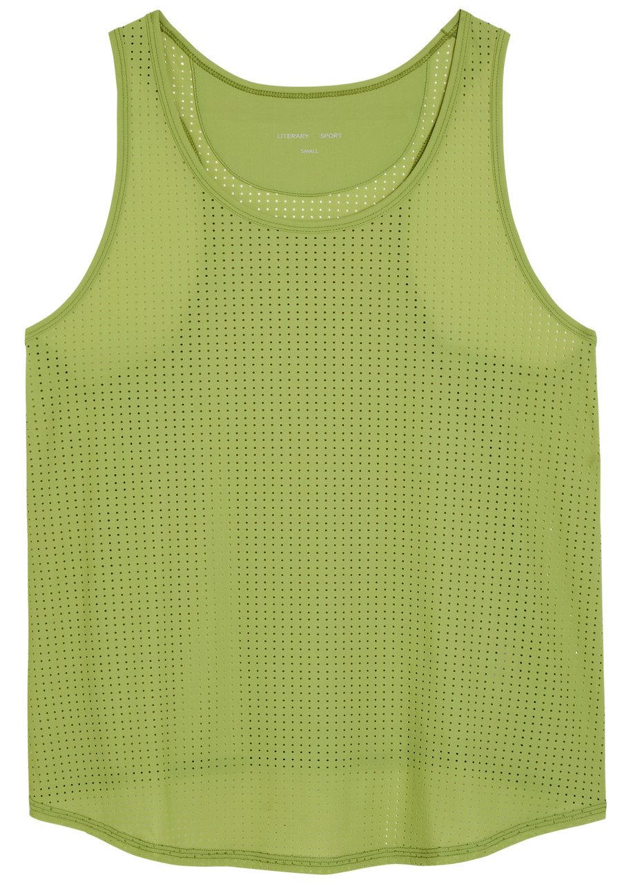 Literary Sport Leni Perforated Stretch-jersey Tank top - Green - S (UK8-10 / S)