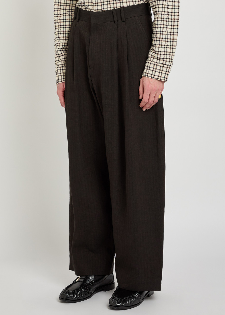  Studio Nicholson Pleated Wide-leg Trousers - Brown - S 