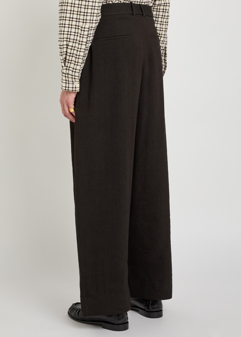  Studio Nicholson Pleated Wide-leg Trousers - Brown - S 