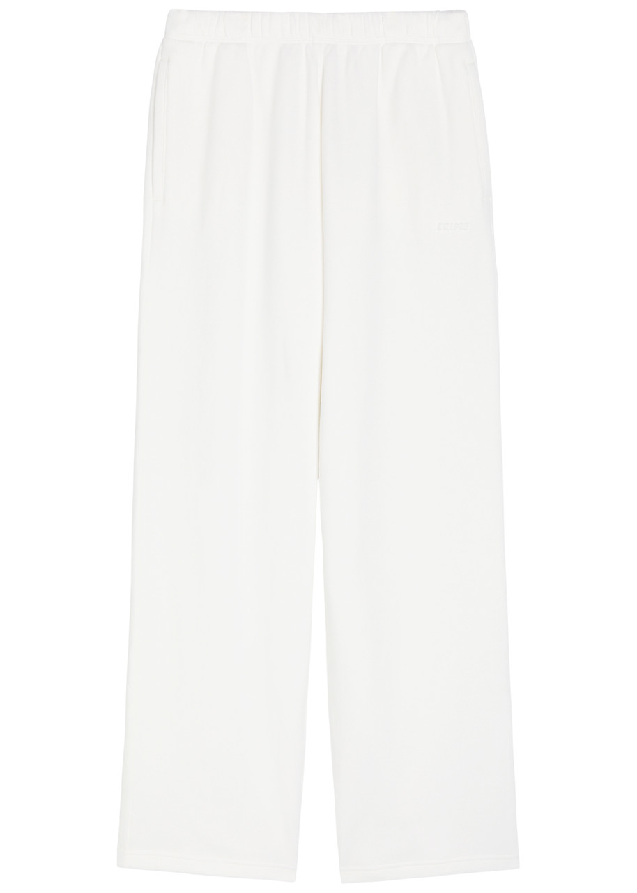 Skims Logo Straight-leg Cotton-blend Sweatpants In White