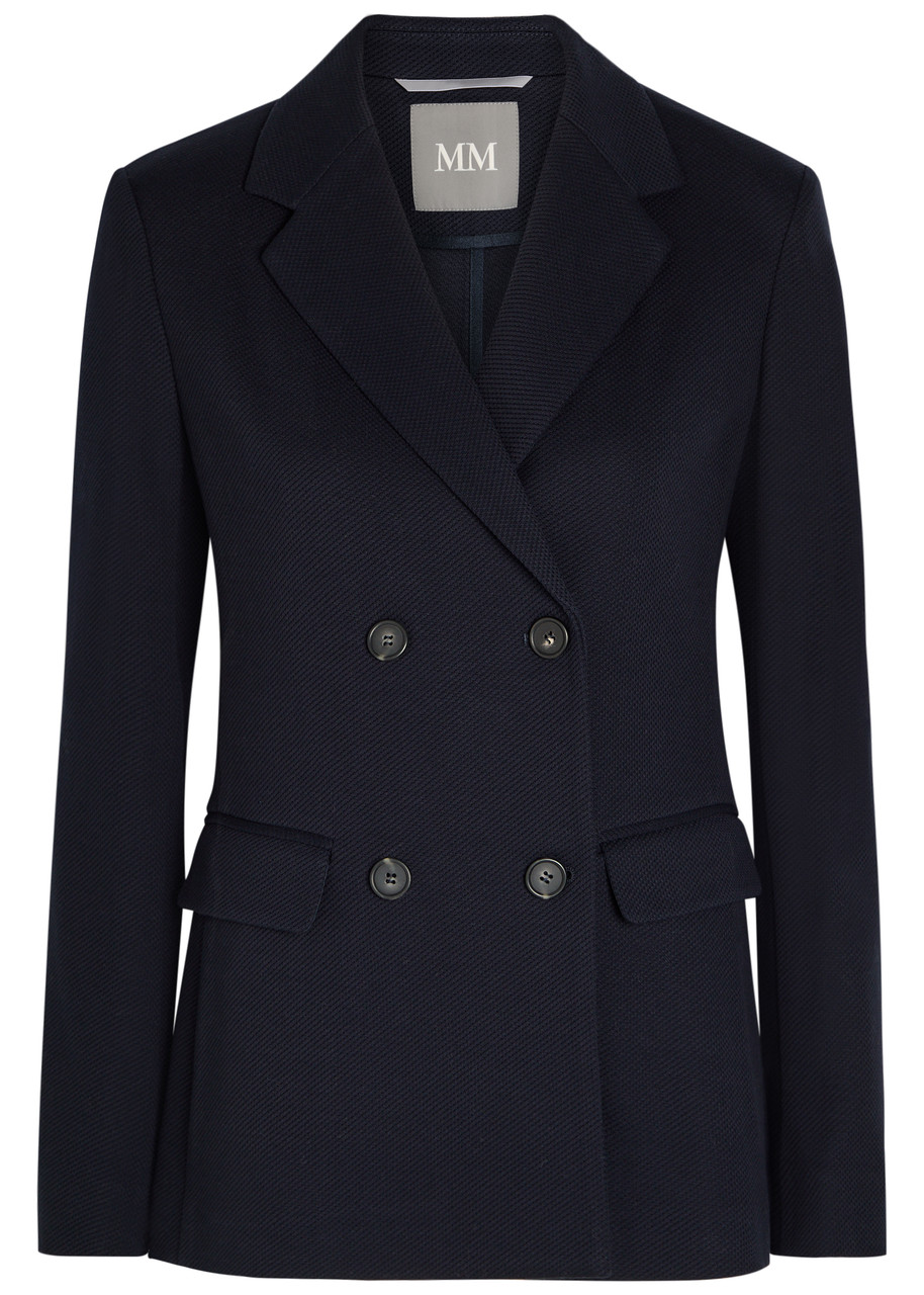 Max Mara Leisure Rotondo Double-breasted Waffle Blazer In Blue