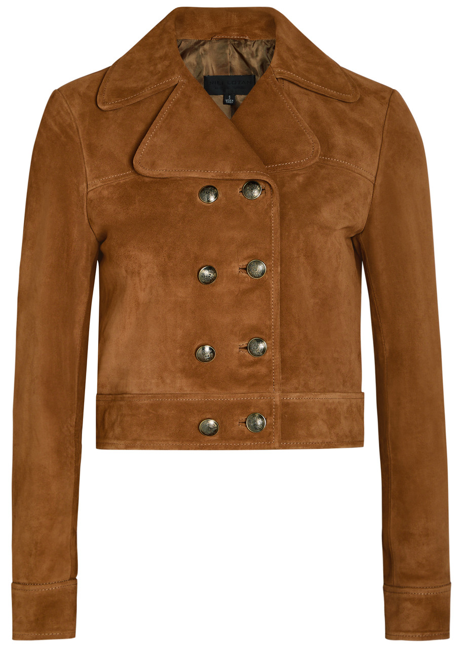 Nili Lotan Cassidy Double-breasted Cropped Suede Jacket - Camel - M (UK12 / M)