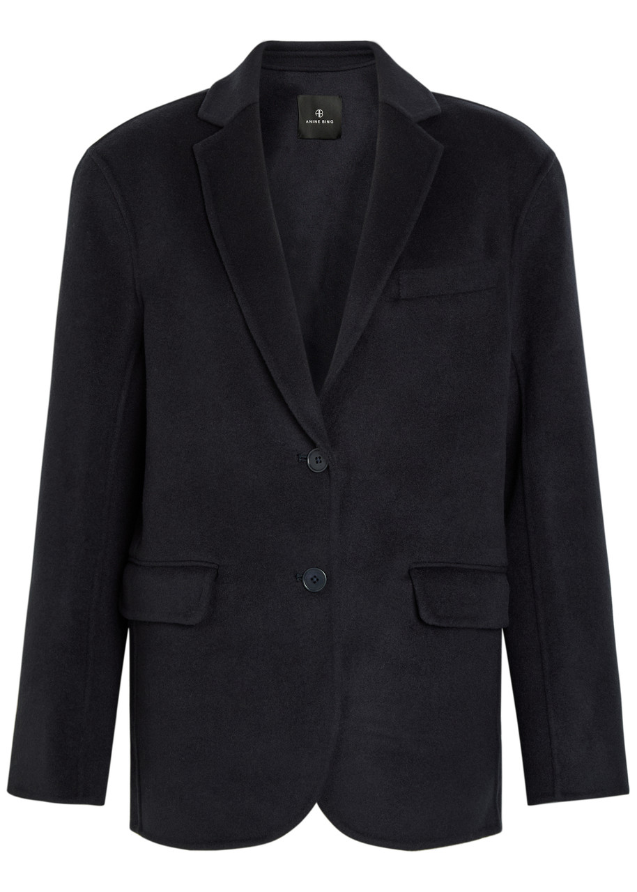Anine Bing Quinn Wool and Cashmere-blend Jacket - Navy - S (UK8-10 / S)