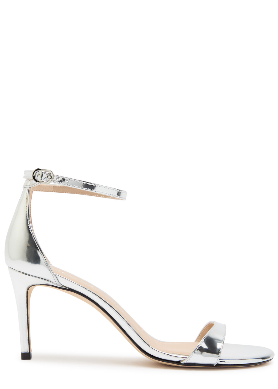 Stuart Weitzman Nudist II 75 Metallic Leather Sandals - Silver - 39 (IT39/ UK6)