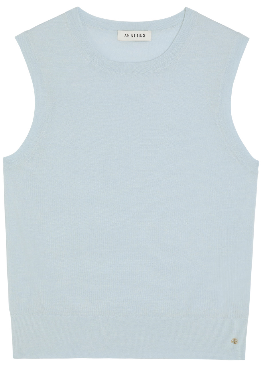 Anine Bing Moni Wool and Cashmere-blend Tank top - Light Blue - M (UK12 / M)