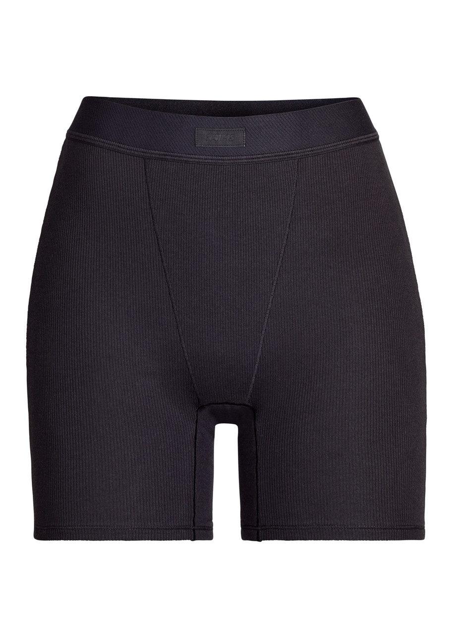 Skims Cotton-rib Boxer Shorts - Black - S (UK8-10 / S)