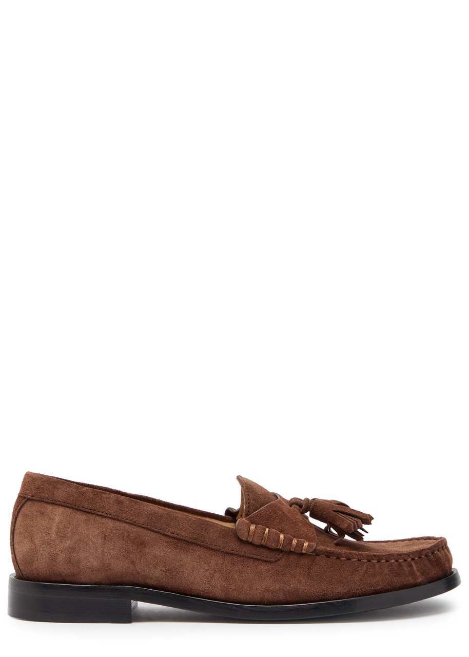 Stuart Weitzman Lottie Tassel Suede Loafers - Brown - 40 (IT40/ UK7)
