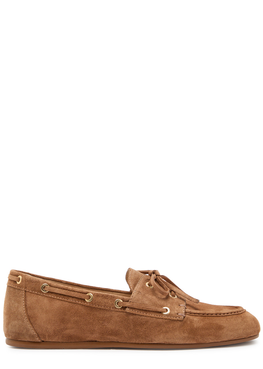 Stuart Weitzman Tinsley Suede Loafers - Tan - 37 (IT37/ UK4)
