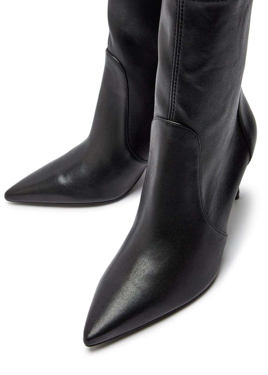  Stuart Weitzman Stuart Power 75 Leather Mid-calf Boots - Black - 38 (it38/ Uk5) 