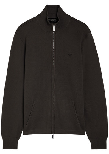 EMPORIO ARMANI Logo-embroidered fine-knit jumper | Harvey Nichols