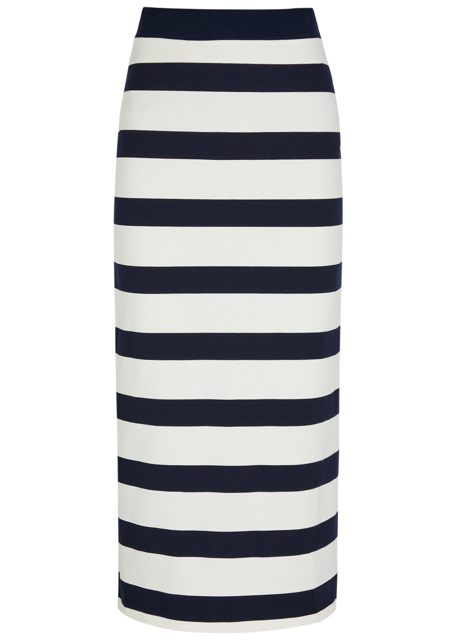 MM Riviera Striped Knit Midi Skirt - Blue - M (UK12 / M)