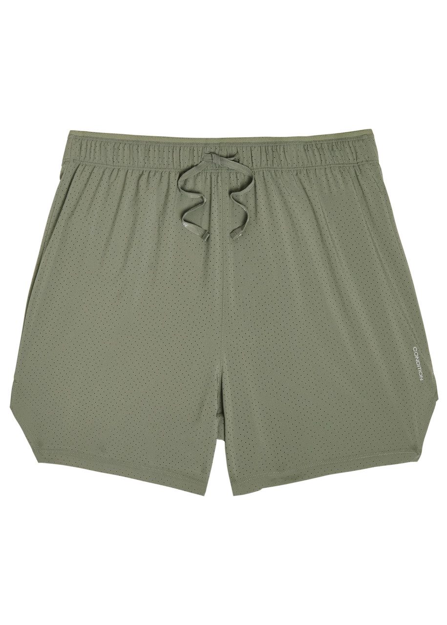 Condition Aero Perforated Stretch-jersey Shorts In Green
