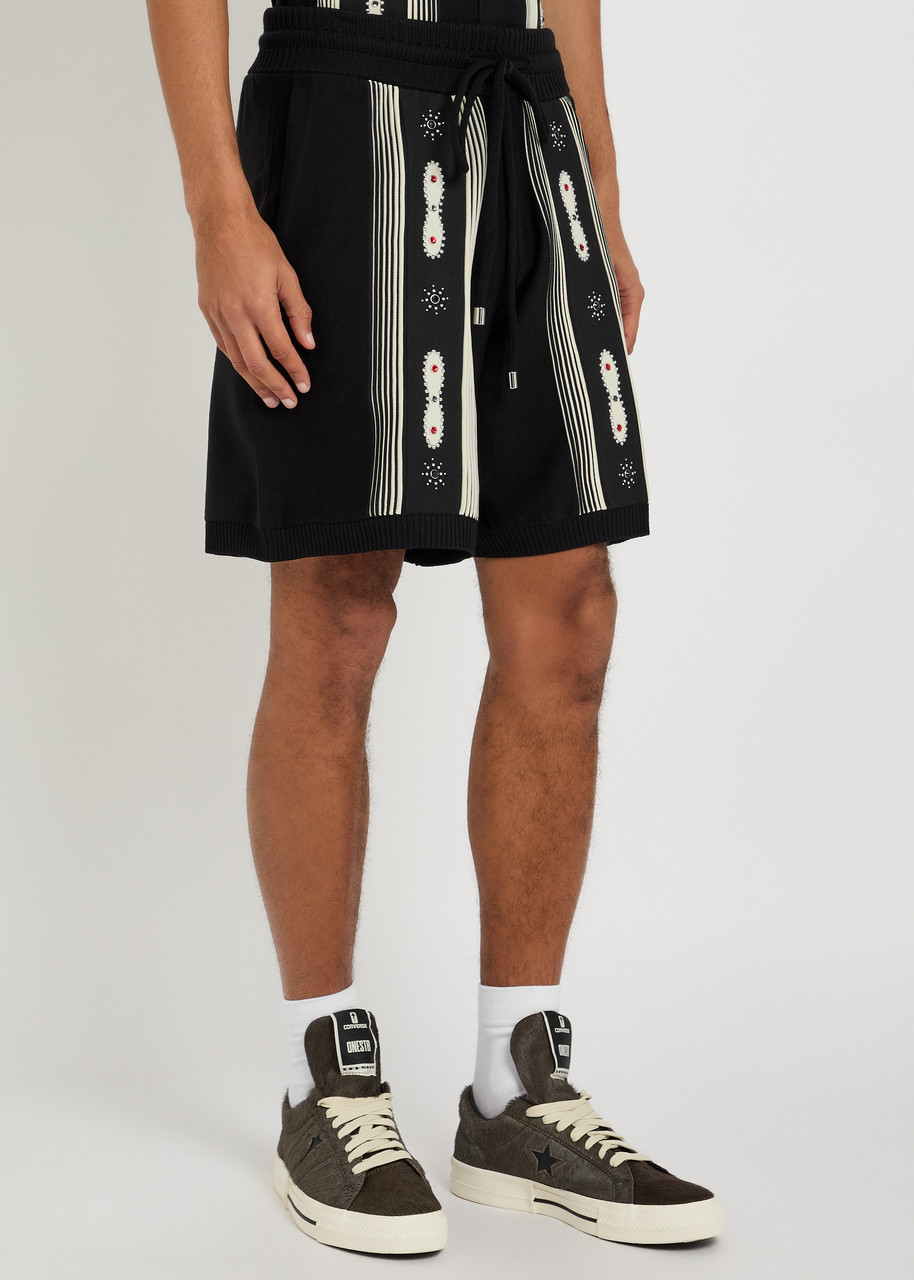  Amiri Striped Embellished Wool-blend Shorts - Black - L 