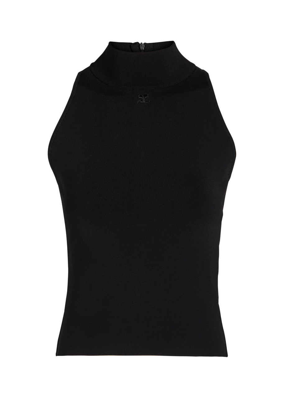 Courrèges Heritage Logo-embroidered Knit top - Black - XS (UK6 / XS)