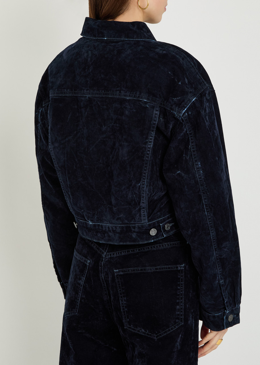  Agolde Radley Cropped Velvet Jacket - Navy - M (uk12 / M) 