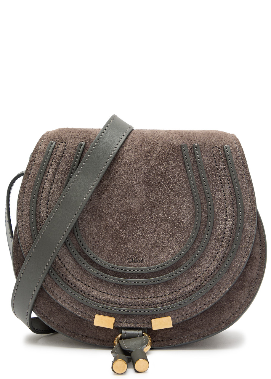 Chloe Marcie Small Suede Saddle bag - Grey - One Size