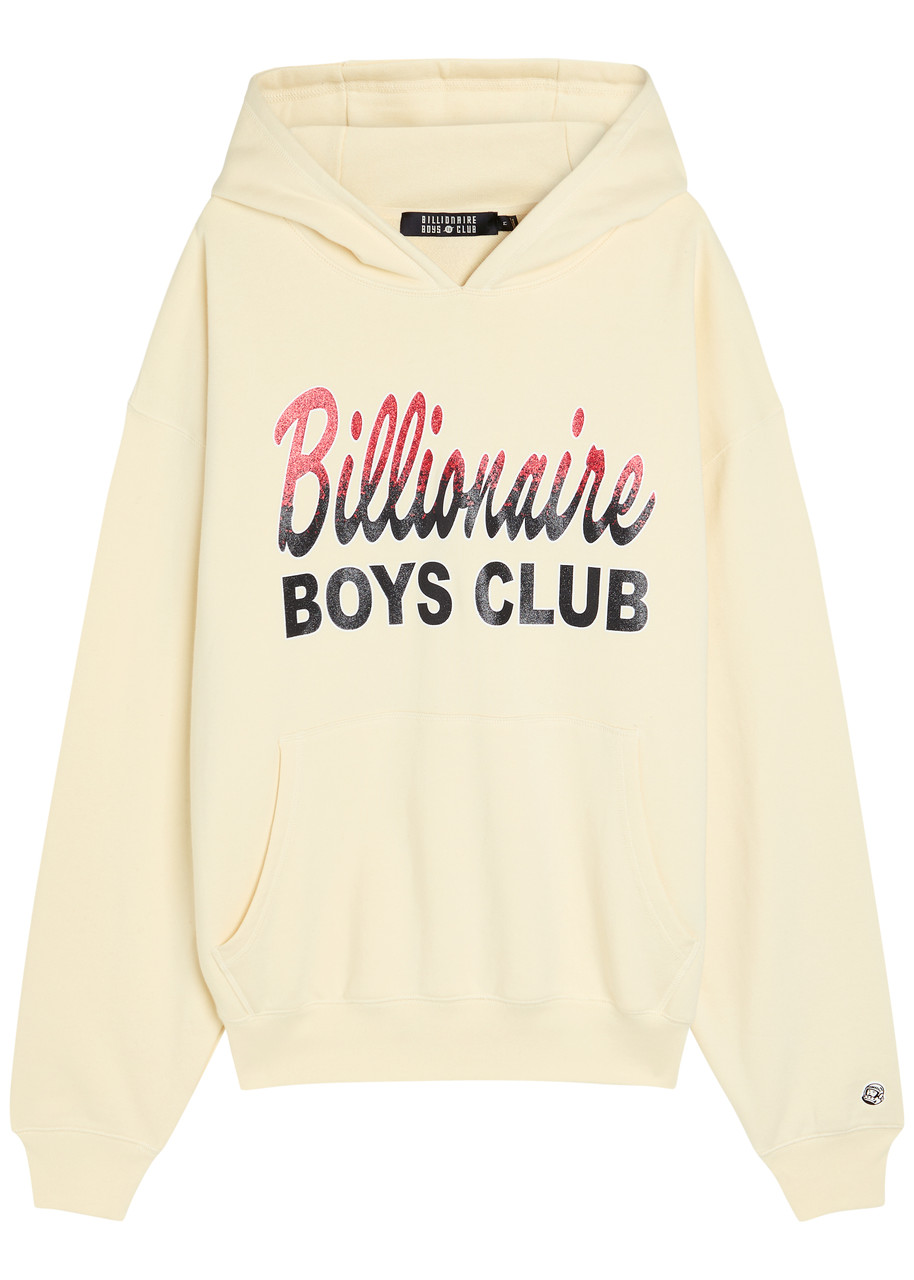 Billionaire Boys Club Glittered Logo-print Hooded Cotton Sweatshirt - Ecru - L