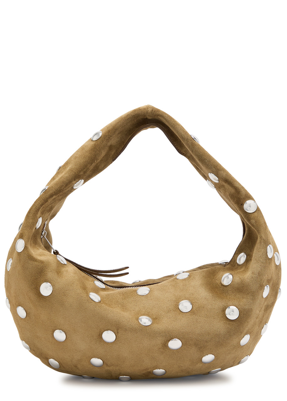 Khaite Olivia Medium Studded Suede top Handle bag - Sand - One Size