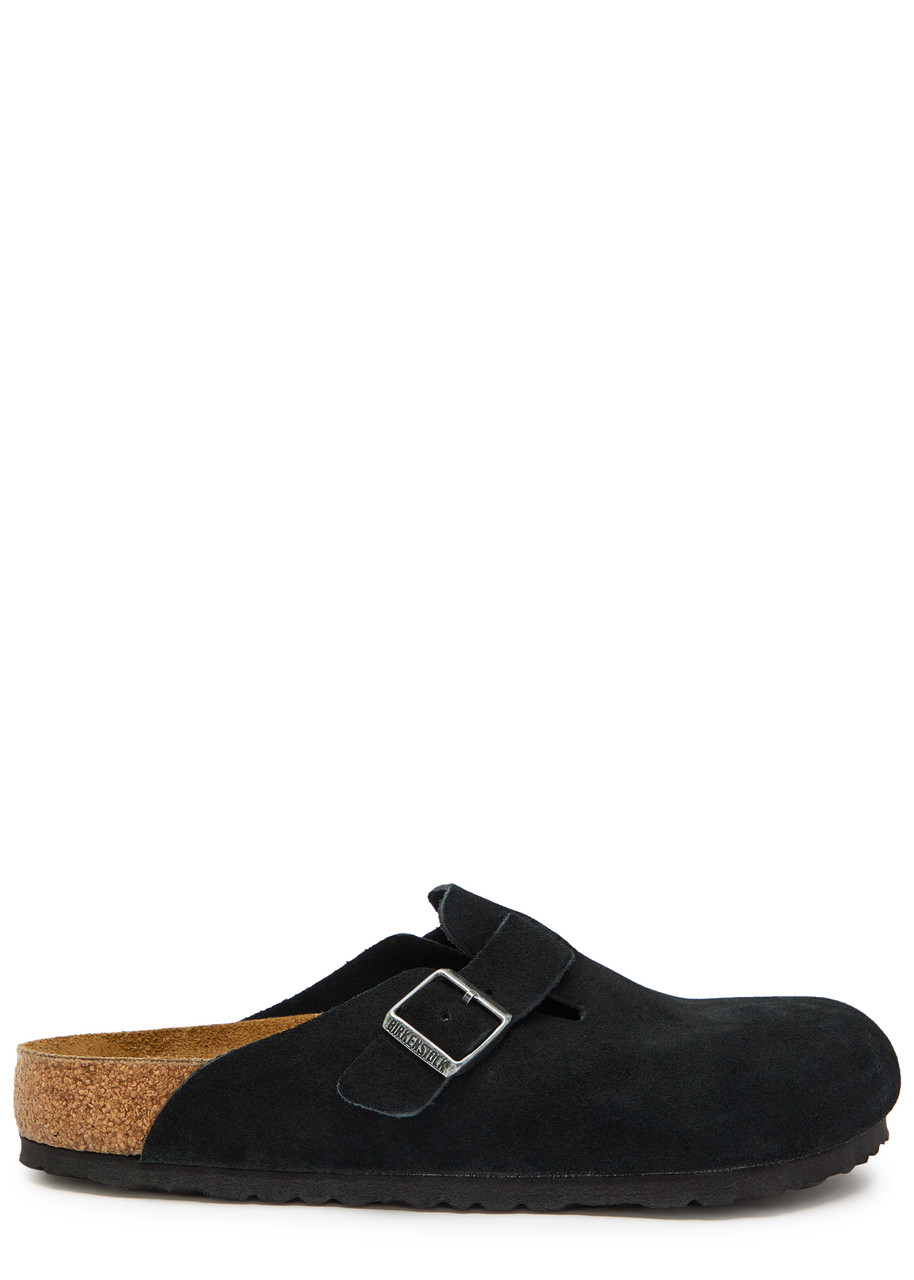 Birkenstock Boston Brushed Suede Sliders - Black - 42 (IT42 / UK8)