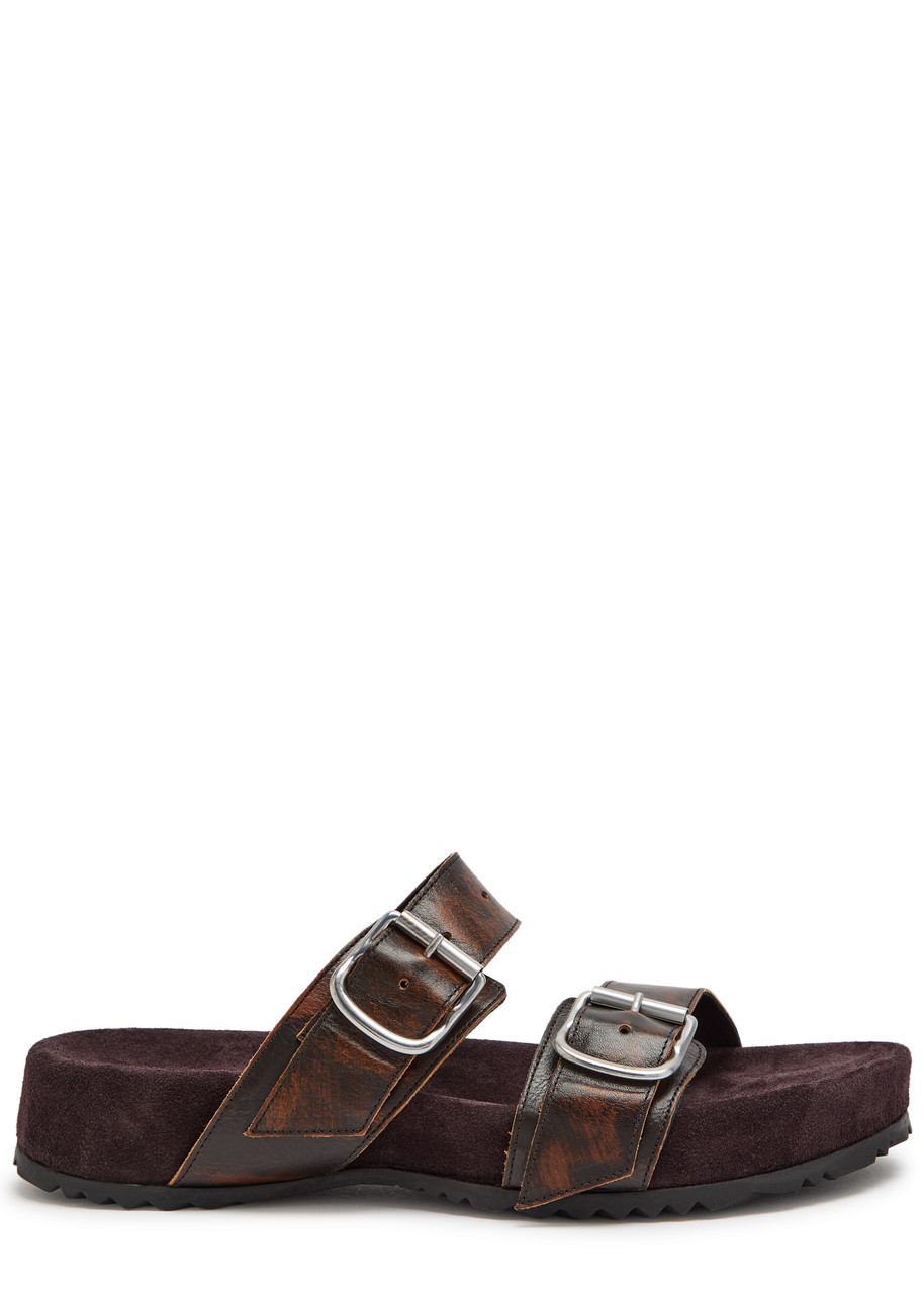 Dries Van Noten Fussbett Leather and Suede Sandals - Tan - 41 (IT41 / UK8)