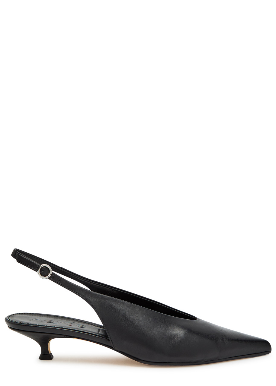 Aeyde Camila 35 Leather Slingback Pumps - Black