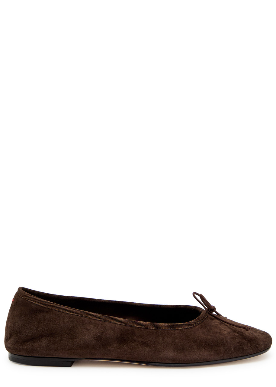 Aeyde Tiby Kid Bow-appliquéd Suede Ballet Flats - Brown - 41 (IT41/ UK8)