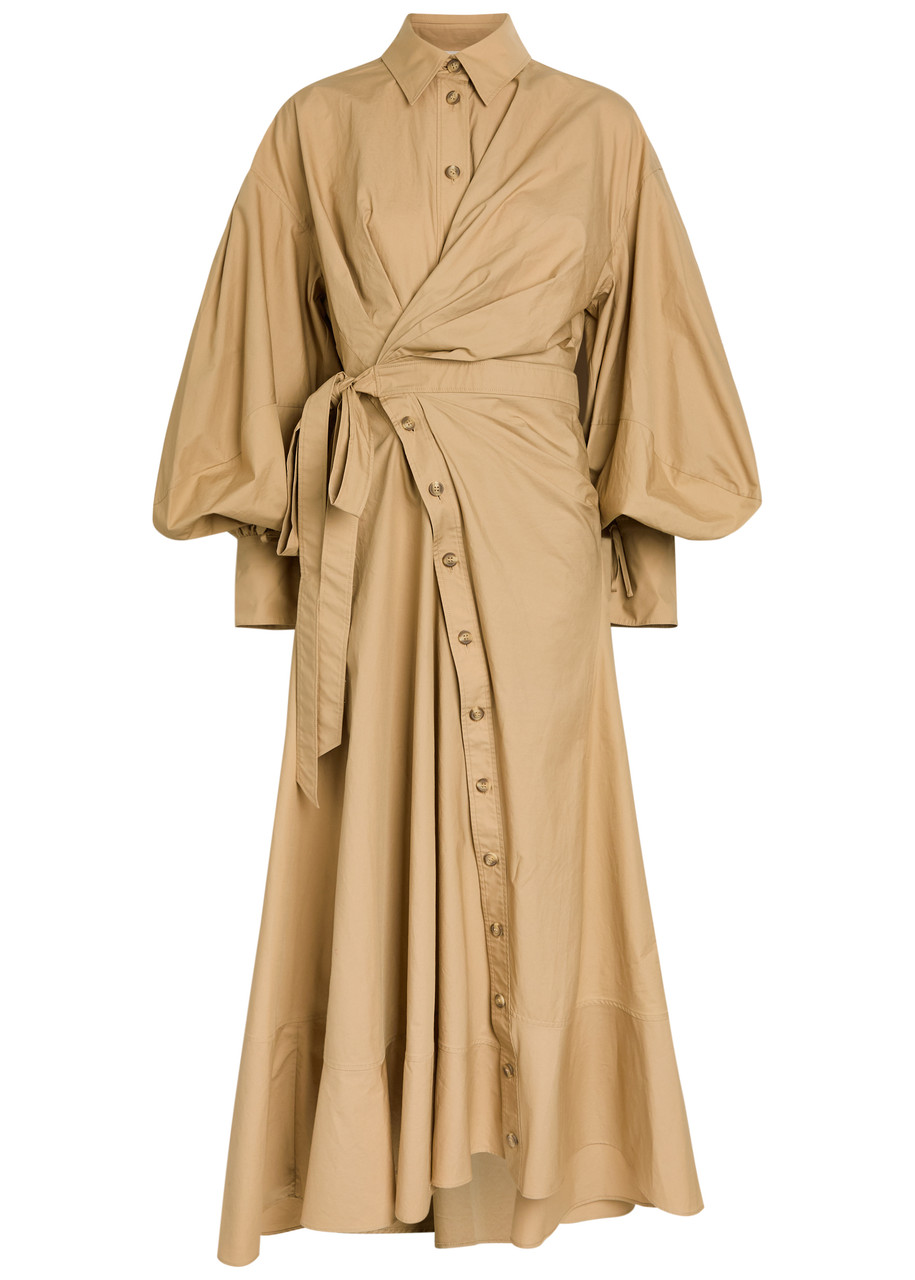 Zimmermann Rebellion Cotton-poplin Midi Wrap Shirt Dress - Olive - 3 (UK 14 / L)