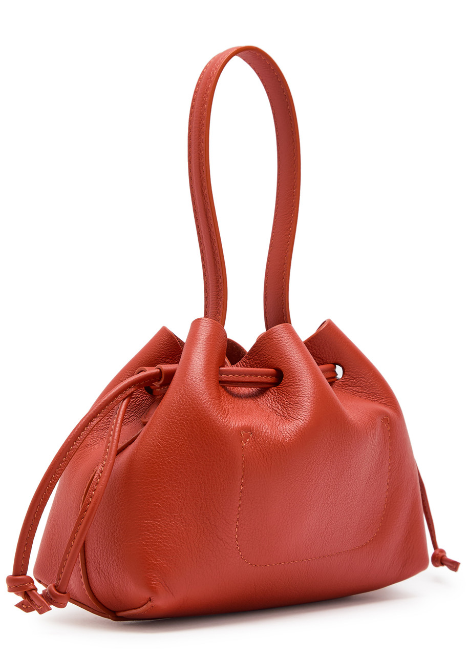 Mansur Gavriel Drawstring Leather Pouch In Red