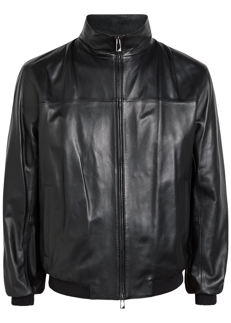 Emporio Armani High-neck Leather Jacket - Black - 48 (UK38 / M)