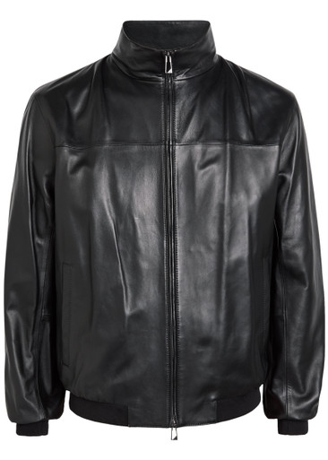 ジャケット・アウター archive EMPOLIO ARMANI Leather Jacket Emporio Armani JACKET - Leather jacket - black - Zalando.co.uk