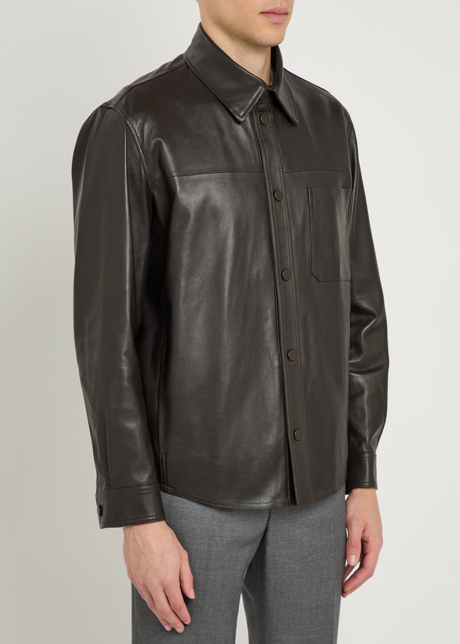  Slowear Leather Overshirt Jacket - Black - M 